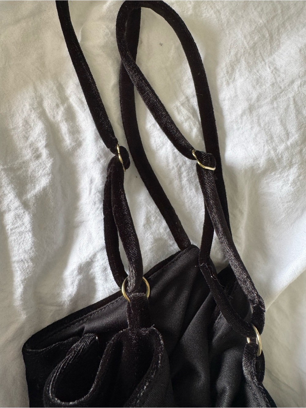 Express Black Velvet Spaghetti Strap Midi Dress with Front Slit - Picture 9 of 9